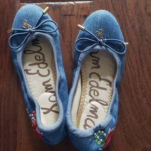 Girls Sam Edelman Embroidered Ballet Falt